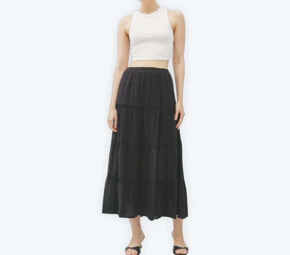 NEW BE COOL dana tiered maxi skirt in black